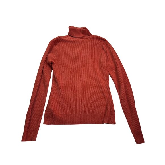 Harley-Davidson Womens Orange Turtleneck Top Size M Y2K Ribbed Knit Cotton - Picture 3 of 7